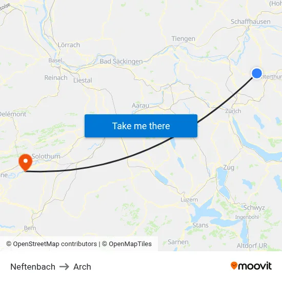 Neftenbach to Arch map