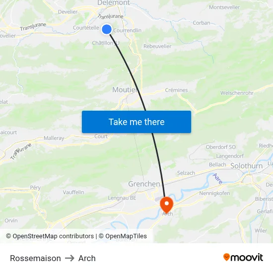 Rossemaison to Arch map
