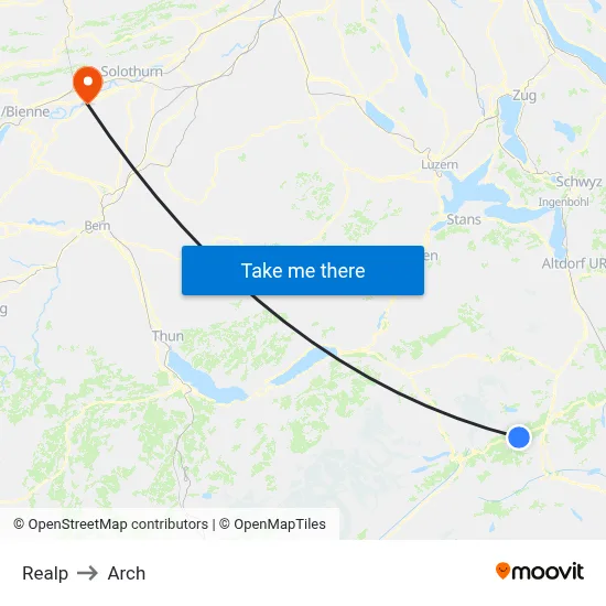 Realp to Arch map