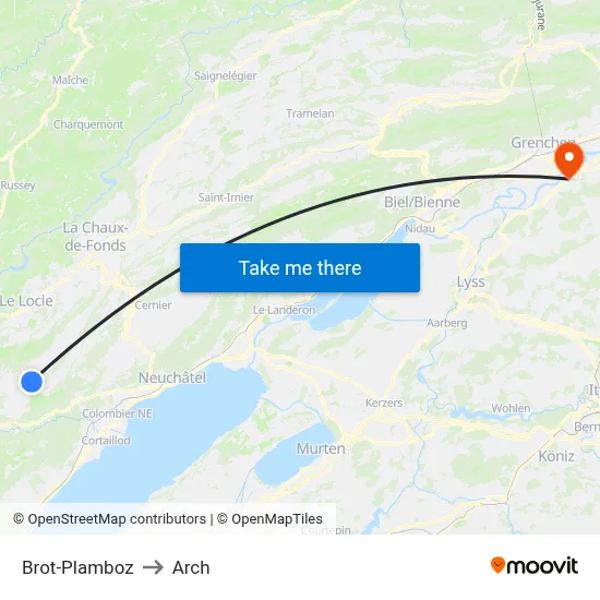 Brot-Plamboz to Arch map