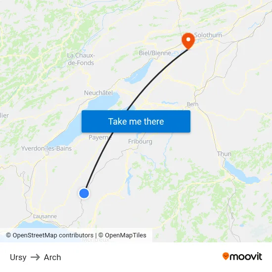 Ursy to Arch map