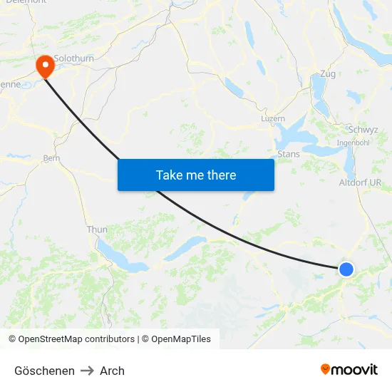 Göschenen to Arch map