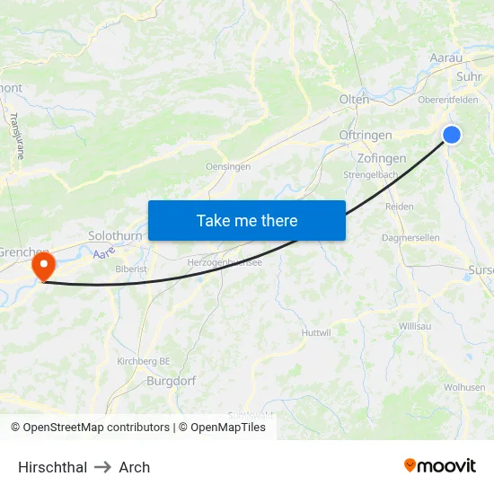 Hirschthal to Arch map