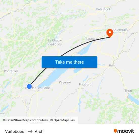 Vuiteboeuf to Arch map