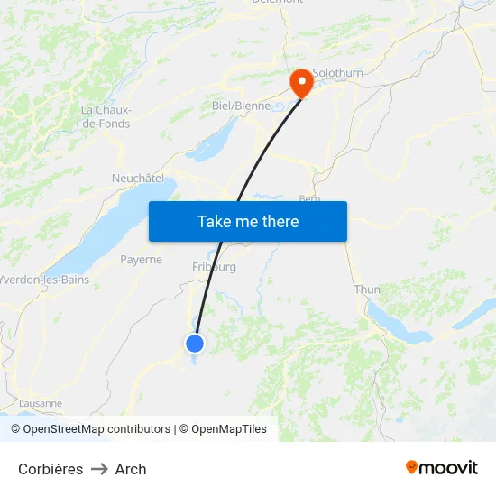 Corbières to Arch map