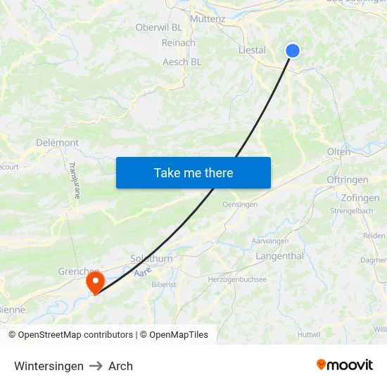 Wintersingen to Arch map