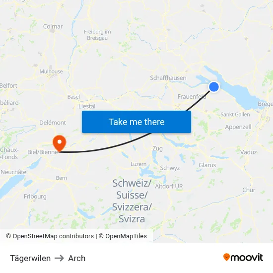 Tägerwilen to Arch map