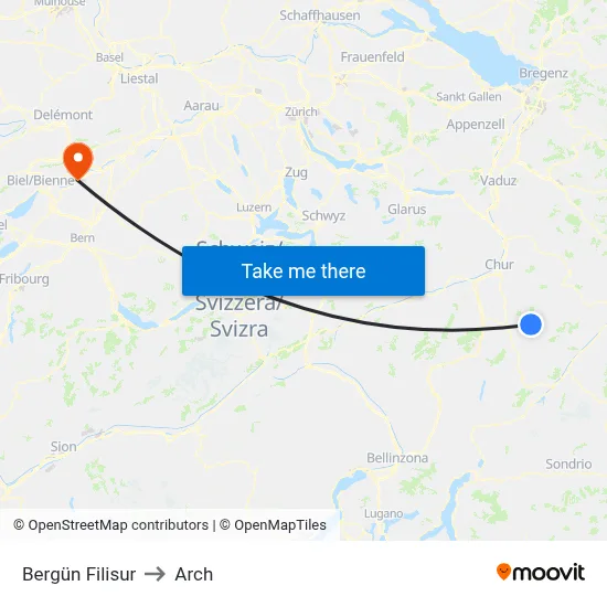 Bergün Filisur to Arch map