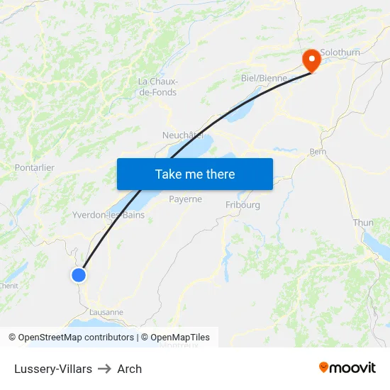 Lussery-Villars to Arch map