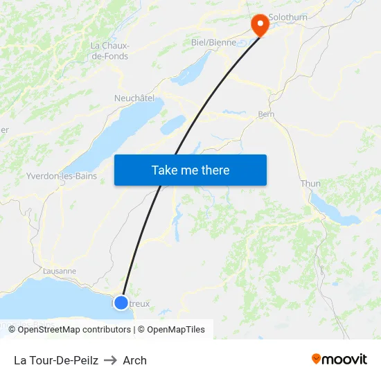 La Tour-De-Peilz to Arch map