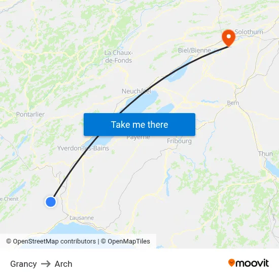 Grancy to Arch map