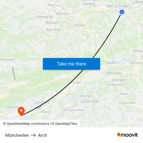 Münchwilen to Arch map