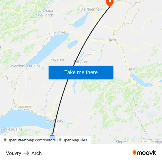 Vouvry to Arch map
