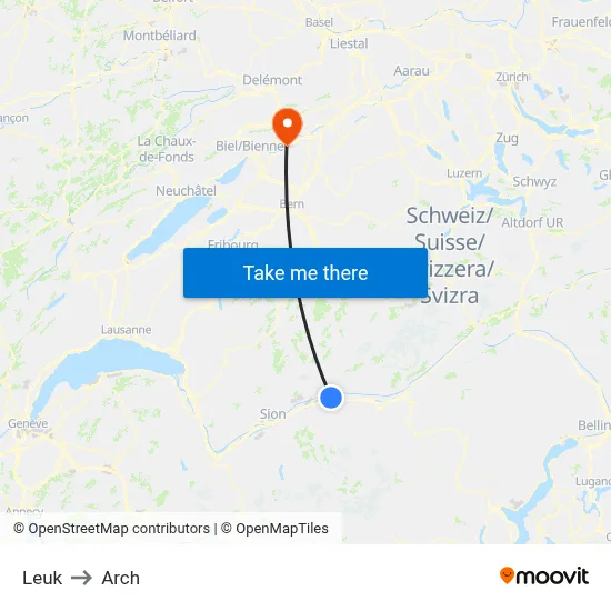 Leuk to Arch map