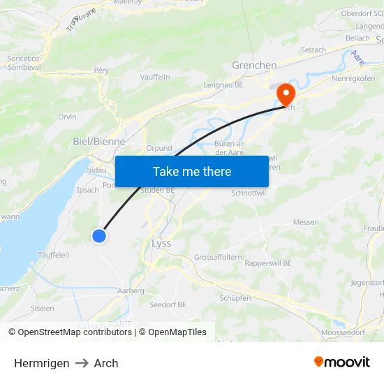 Hermrigen to Arch map