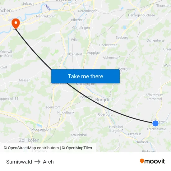 Sumiswald to Arch map