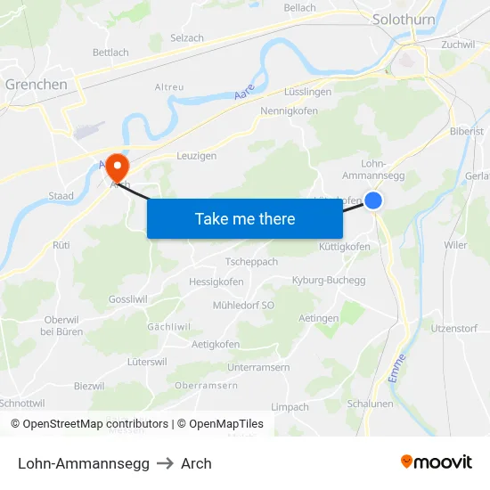 Lohn-Ammannsegg to Arch map