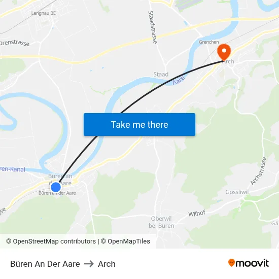 Büren An Der Aare to Arch map