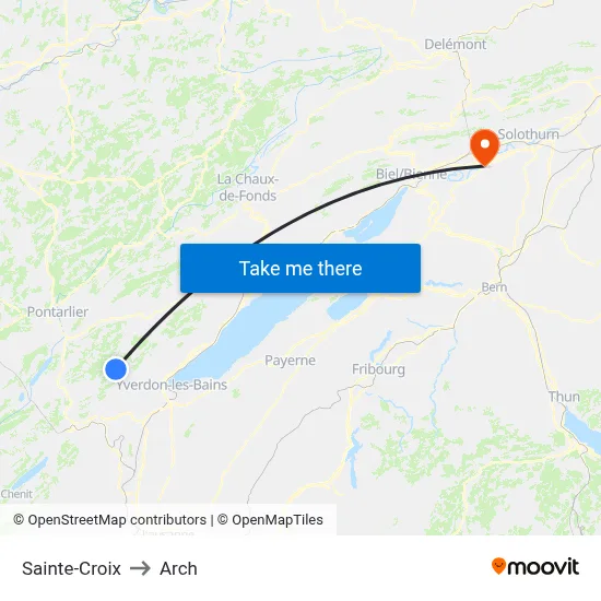 Sainte-Croix to Arch map