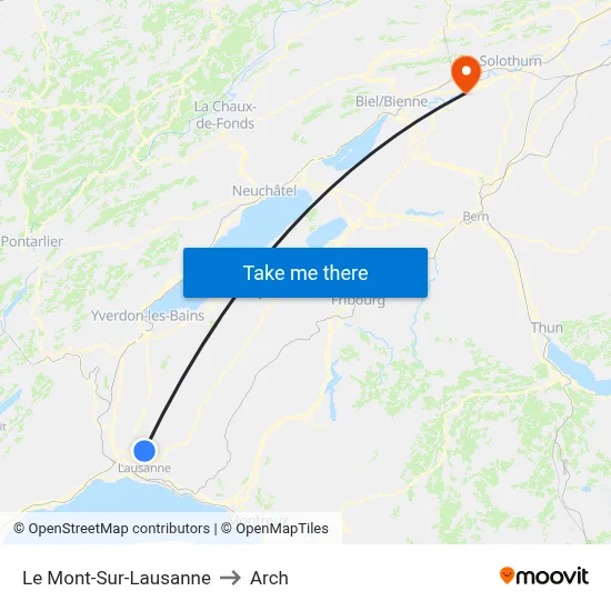 Le Mont-Sur-Lausanne to Arch map