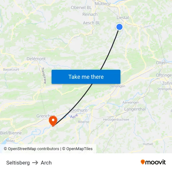 Seltisberg to Arch map