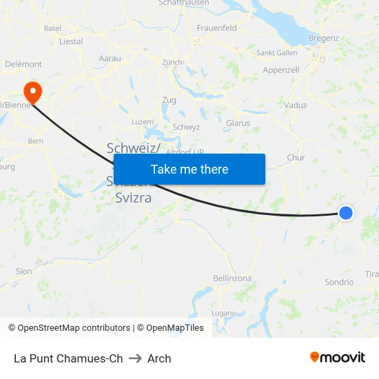 La Punt Chamues-Ch to Arch map