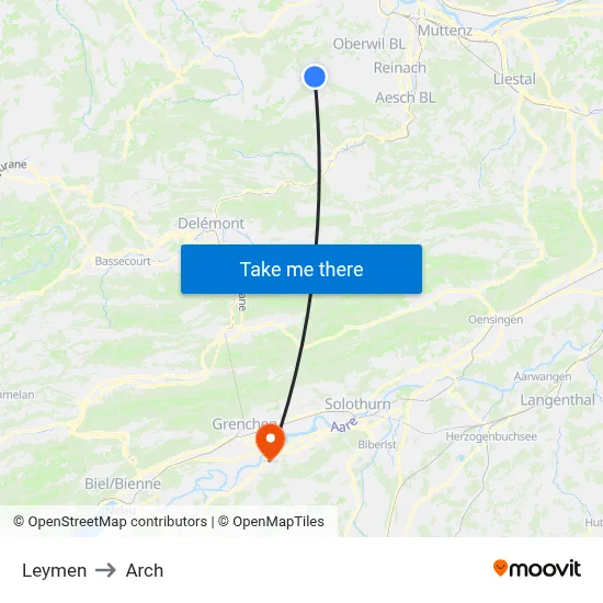 Leymen to Arch map