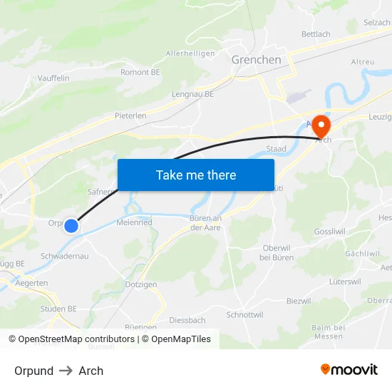 Orpund to Arch map