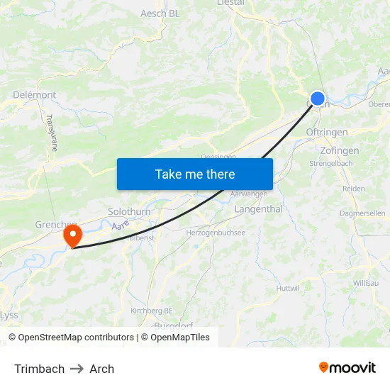 Trimbach to Arch map
