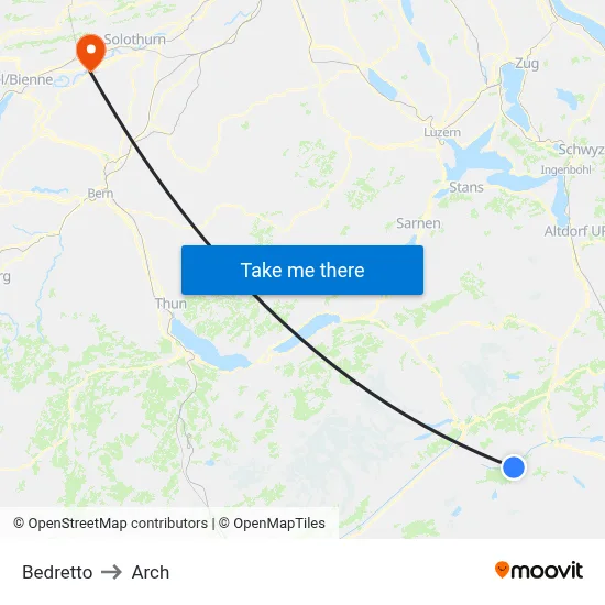 Bedretto to Arch map