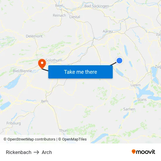 Rickenbach to Arch map