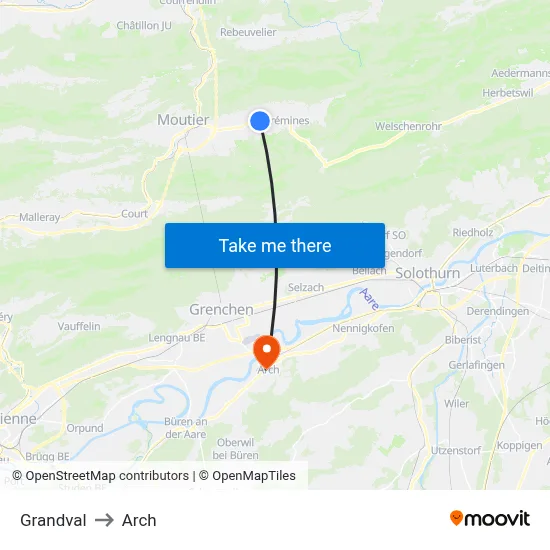 Grandval to Arch map