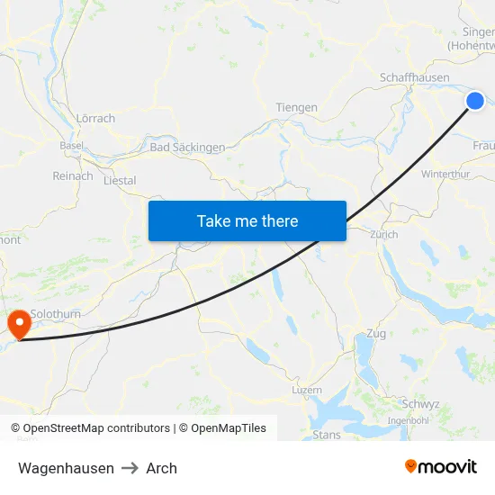 Wagenhausen to Arch map