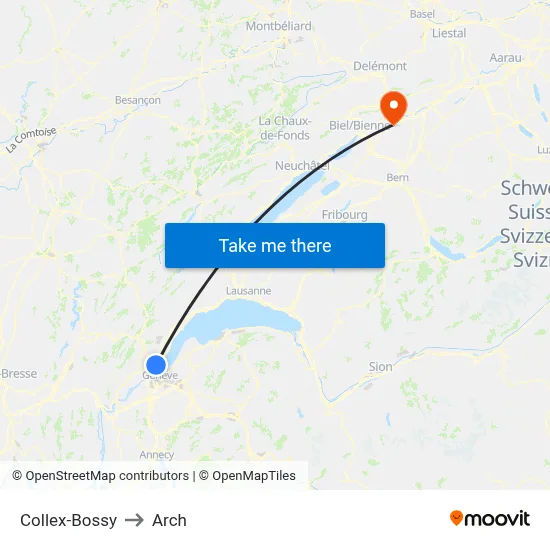 Collex-Bossy to Arch map