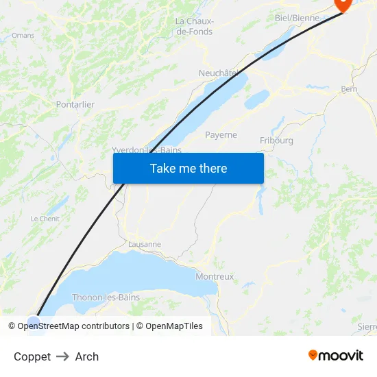 Coppet to Arch map