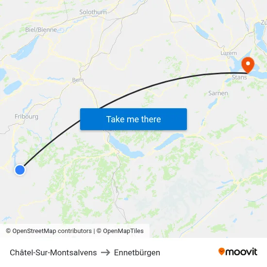 Châtel-Sur-Montsalvens to Ennetbürgen map
