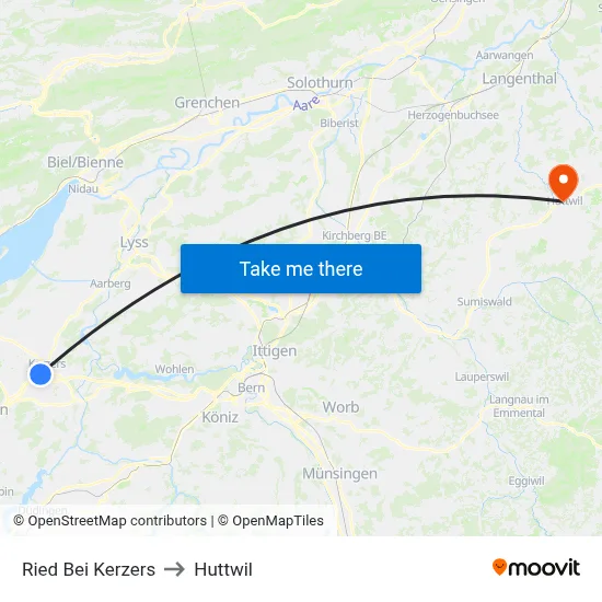 Ried Bei Kerzers to Huttwil map