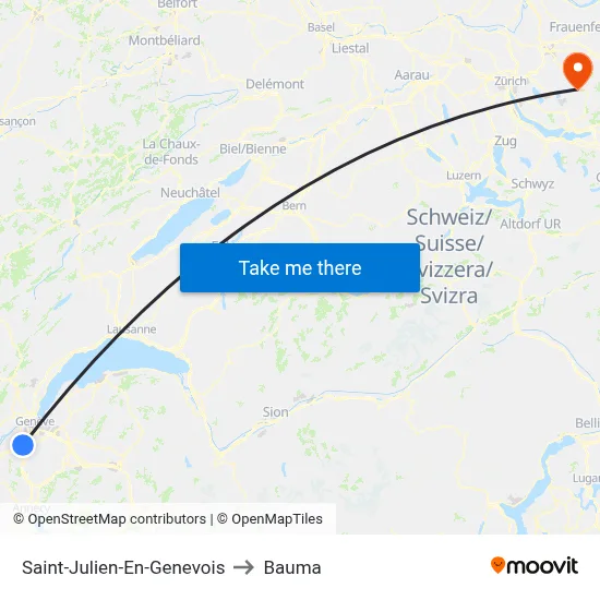 Saint-Julien-En-Genevois to Bauma map