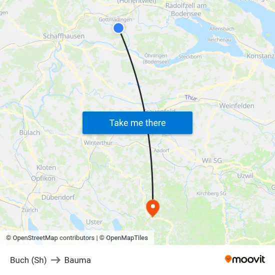 Buch (Sh) to Bauma map