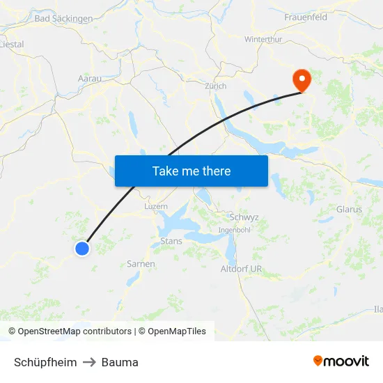 Schüpfheim to Bauma map