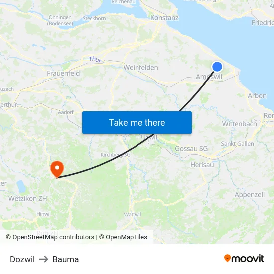 Dozwil to Bauma map