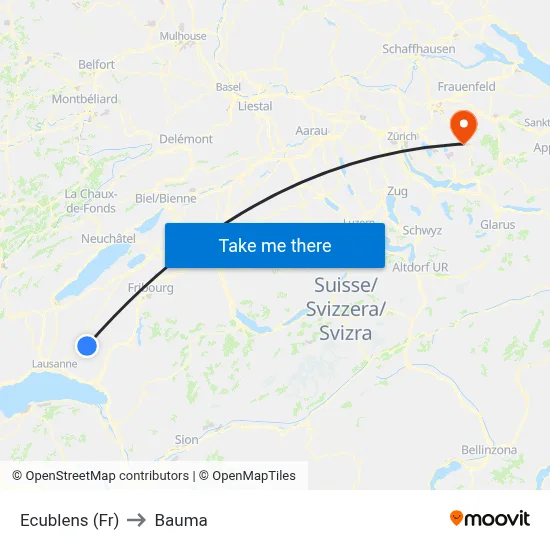 Ecublens (Fr) to Bauma map