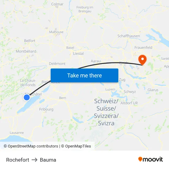 Rochefort to Bauma map