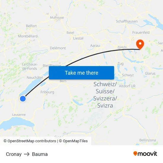 Cronay to Bauma map