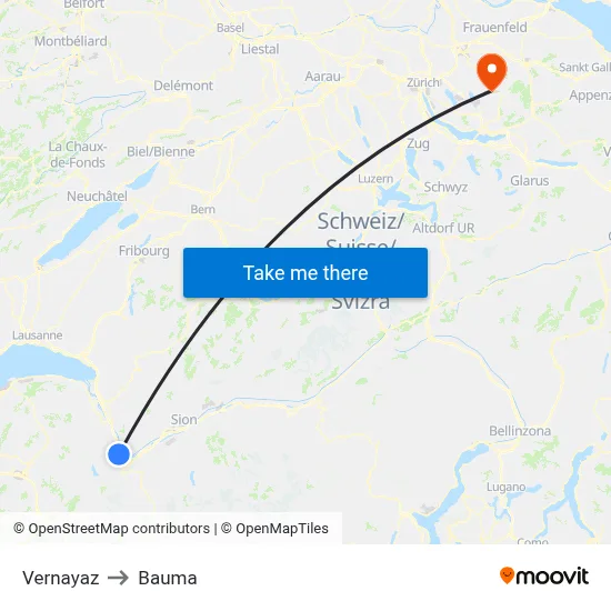 Vernayaz to Bauma map