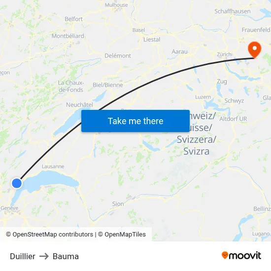 Duillier to Bauma map