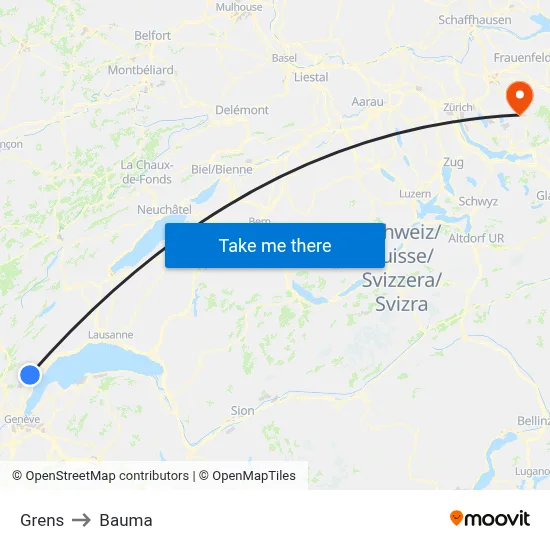 Grens to Bauma map
