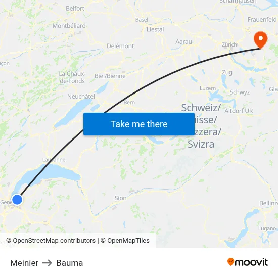 Meinier to Bauma map