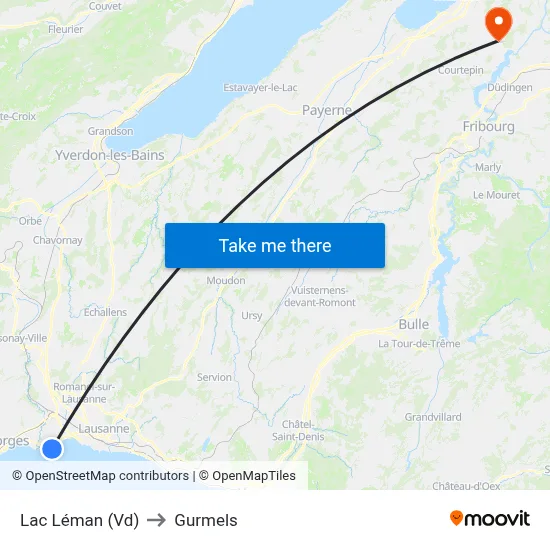 Lac Léman (Vd) to Gurmels map