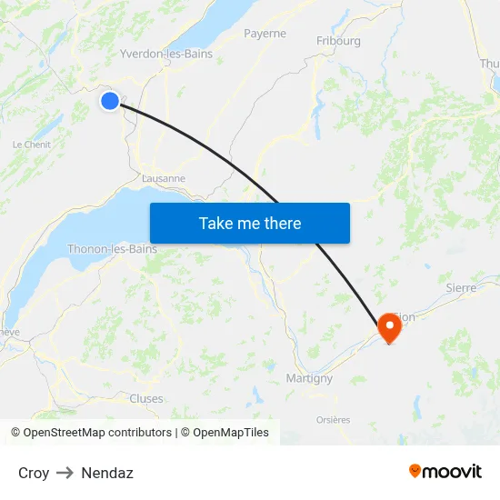 Croy to Nendaz map